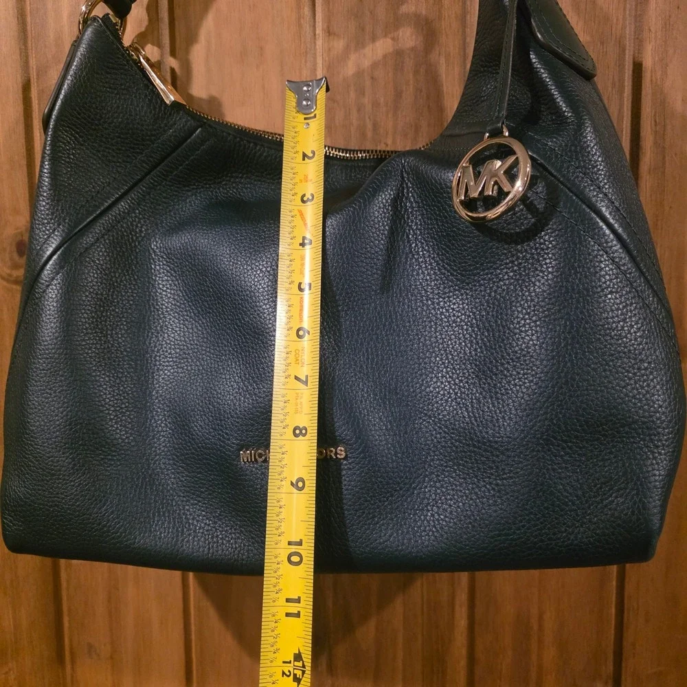 Michael Kors Hobo Bag Women Large Teal Green Excellent Pebbled Leather Gold Logo